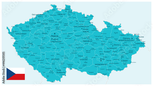Czech Republic Map Aqua Color