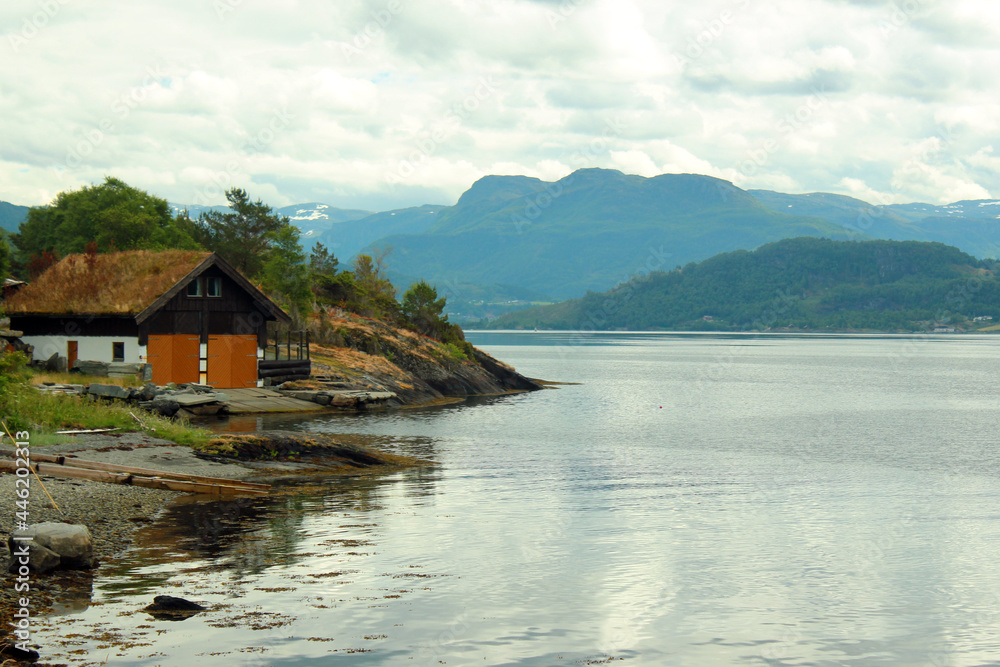 Naklejka premium View of Etnefjorden near Etne in Hordaland county, Norway.
