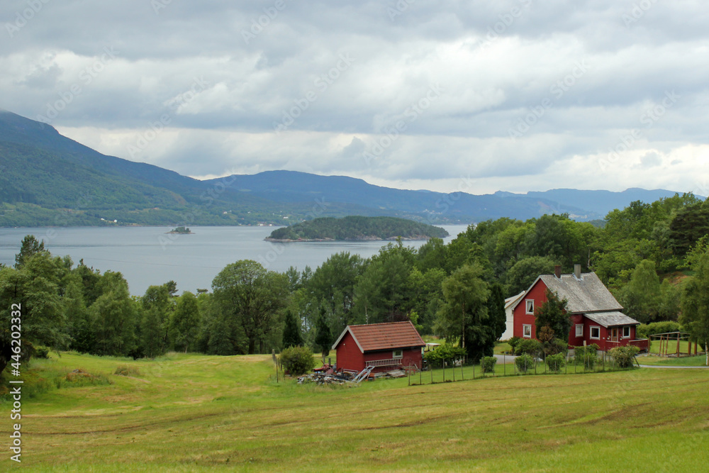 View of Skanevikfjorden near Skanevik in Hordaland county, Norway. View of Skanevikfjorden near Skanevik in Hordaland county, Norway.