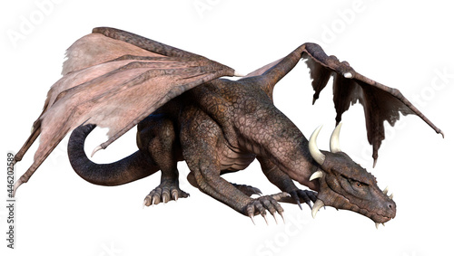 3D Rendering Fairy Tale Dragon on White