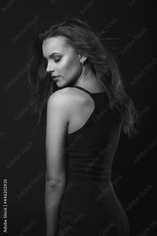 Stylish studio portrait of a sensual brunette woman with perfect makeup Stylish studio portrait of a sensual brunette woman with perfect makeup