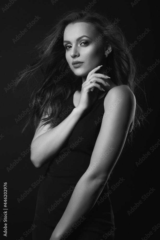 Stylish studio portrait of a stylish brunette woman with perfect makeup Stylish studio portrait of a stylish brunette woman with perfect makeup