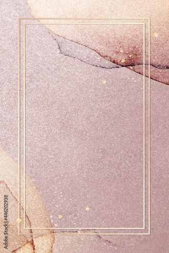 Gold frame on pink glitter background vector