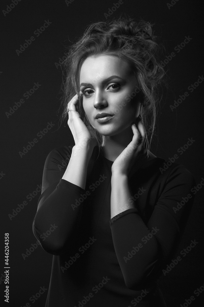 Monochrome studio portrait of a stunning woman Monochrome studio portrait of a stunning woman
