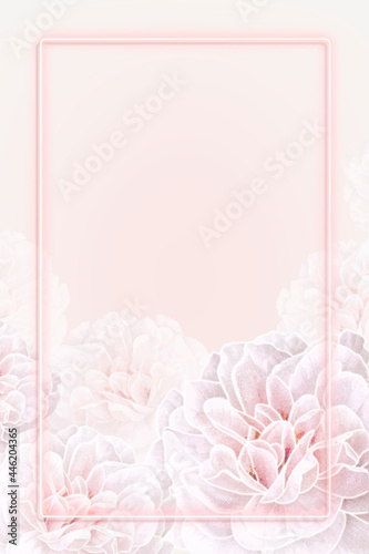 Neon pink floral frame vector