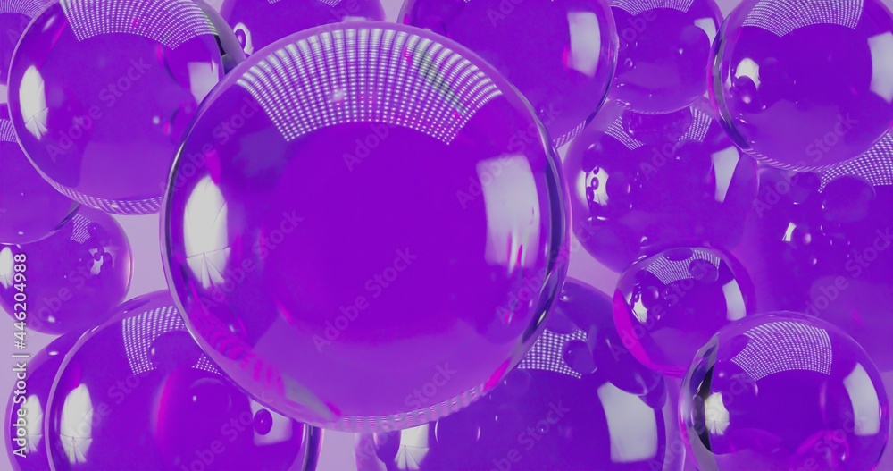 Fototapeta premium Purple translucent spheres for the backgroun 3d-rendering