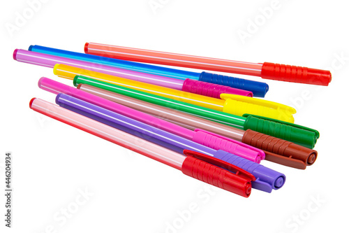 Multicolor rainbow pens isolated on the white background