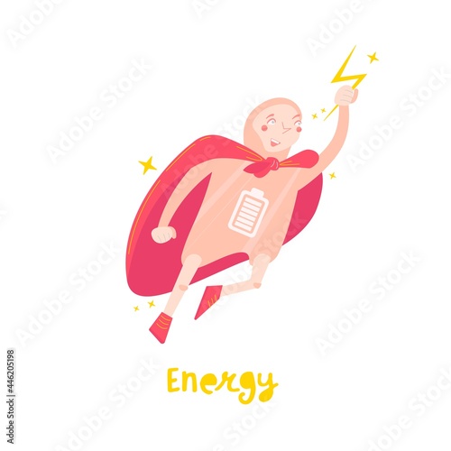 Body energy cartoon character in a trendy style.