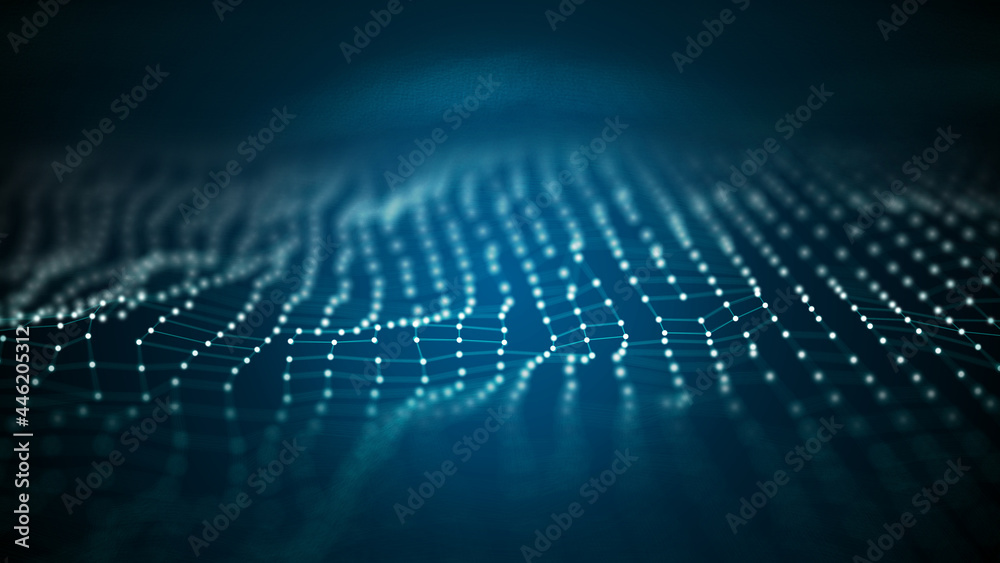 3d illustration of abstract blue background with a dynamic wave. 3d illustration of abstract blue background with a dynamic wave.