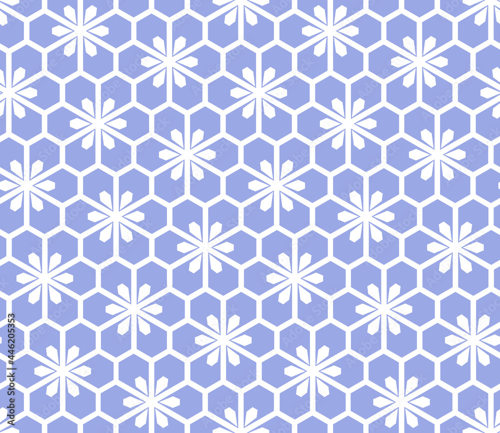 Flower geometric pattern. Seamless vector background. White and blue ornament Flower geometric pattern. Seamless vector background. White and blue ornament