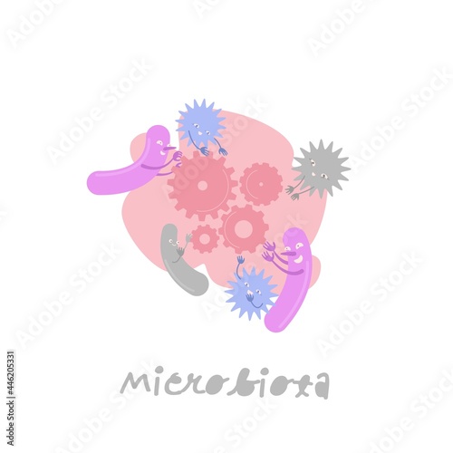 Microbiota cartoon character in a trendy style