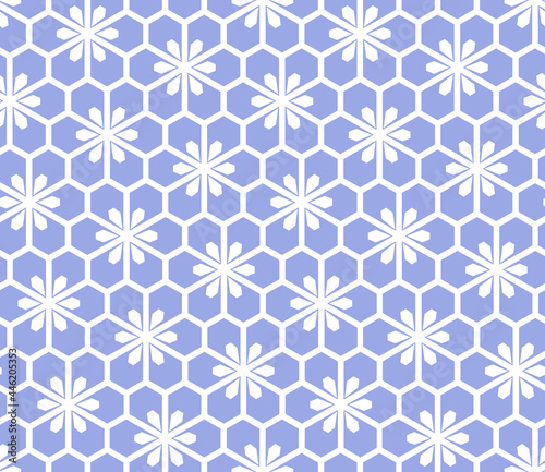 Flower geometric pattern. Seamless vector background. White and blue ornament