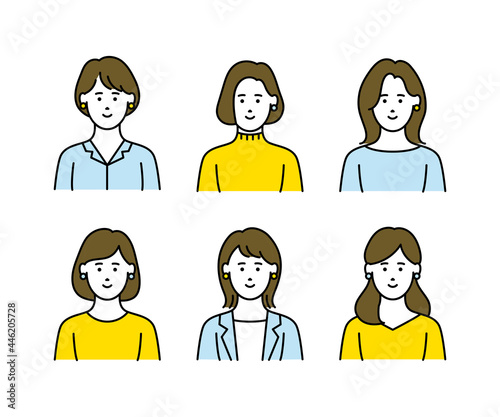 女性　ベクター　イラスト　セット