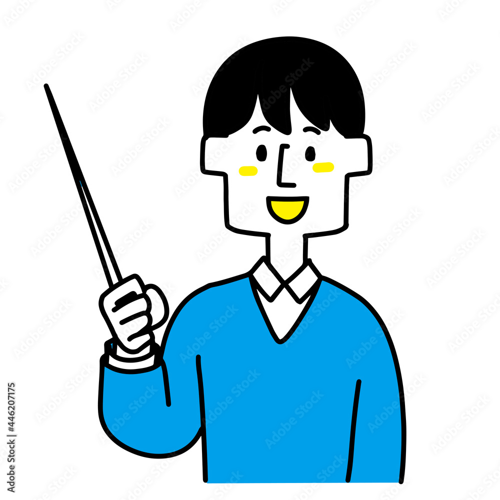 指示棒でさしながら教える教師のイラスト 指示棒でさしながら教える教師のイラスト