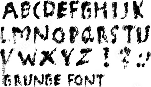 grunge style hand painted font, headline font, vector art, letters isolated and grouped