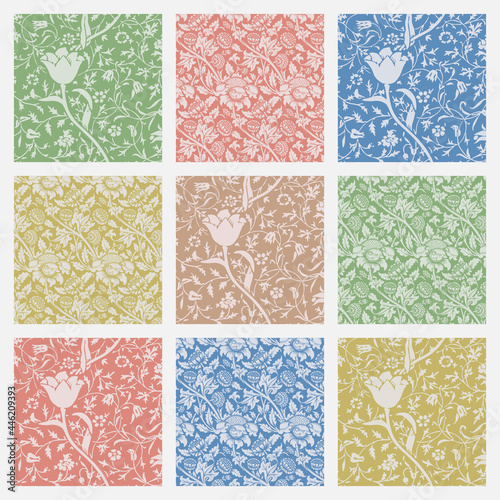 Nature ornament seamless pattern background vector set