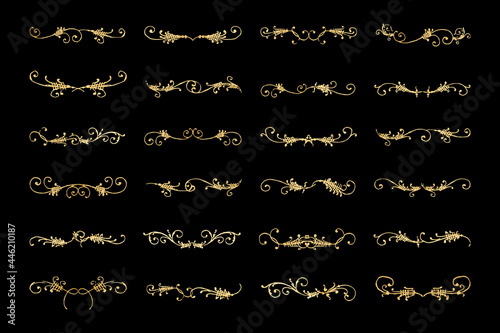 Vector gold vintage divider set, remix from The Model Book of Calligraphy Joris Hoefnagel and Georg Bocskay