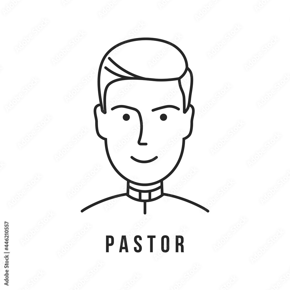 Priest character. Holy Father. Black and white icon.