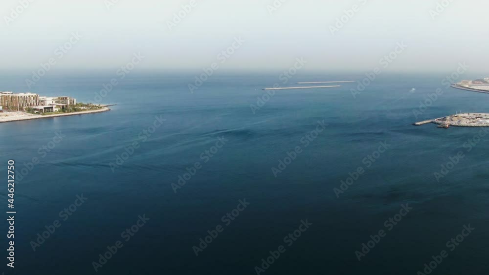 Vertical panning from quadcopter of the Persian Gulf Dubai, United Arab Vertical panning from quadcopter of the Persian Gulf Dubai, United Arab