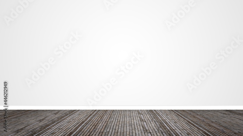 Fototapeta Naklejka Na Ścianę i Meble -  Concept or conceptual vintage or grungy gray background of natural wood or wooden old texture floor as a retro pattern layout on white. A 3d illustration metaphor to time, material, emptiness,  age