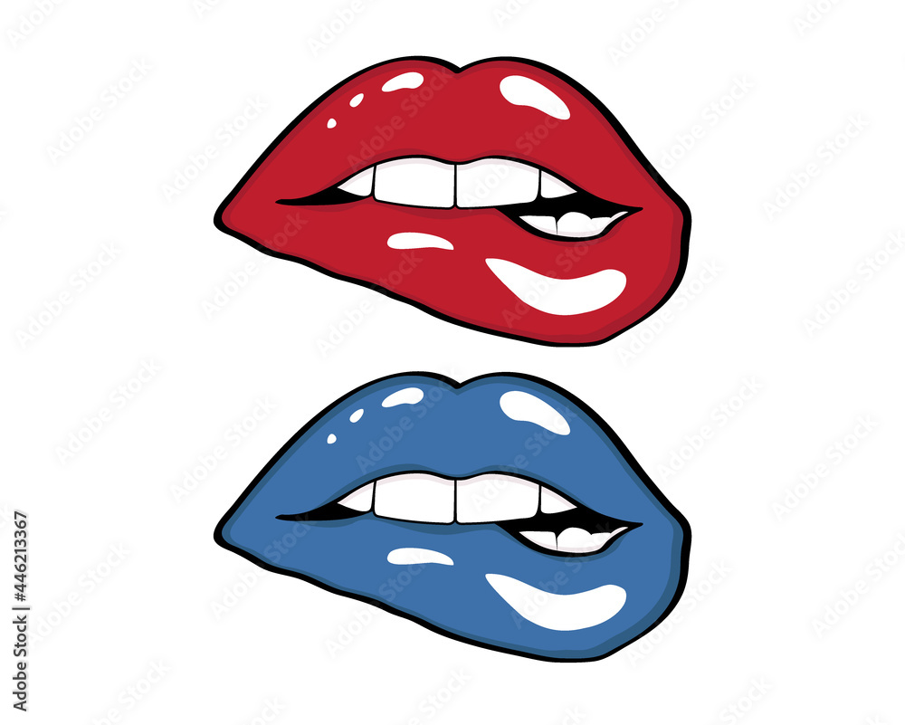 Blue Red Sexy Lips Elements