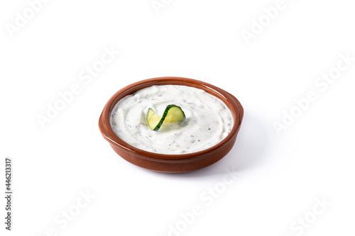 Photos Traditional Greek Tzatziki isolated on white background