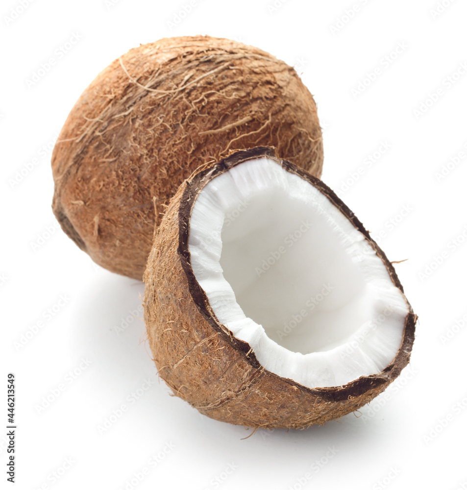 close-up view of coconuts isolated on white background close-up view of coconuts isolated on white background