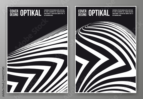 Set of covers in black and white, for posters, books, brochures, Modern and dynamic style that produces a slight optical effect.
