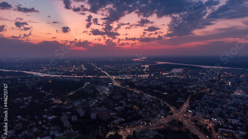 Drone view of Belgrade, capital of Serbia.