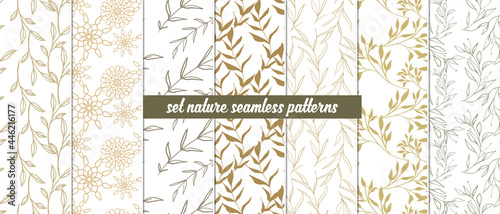 set nature seamless pattern - hand drawn - pattern swatches included for illustrator user.  Pattern swatches included in file, for your convenient use. 