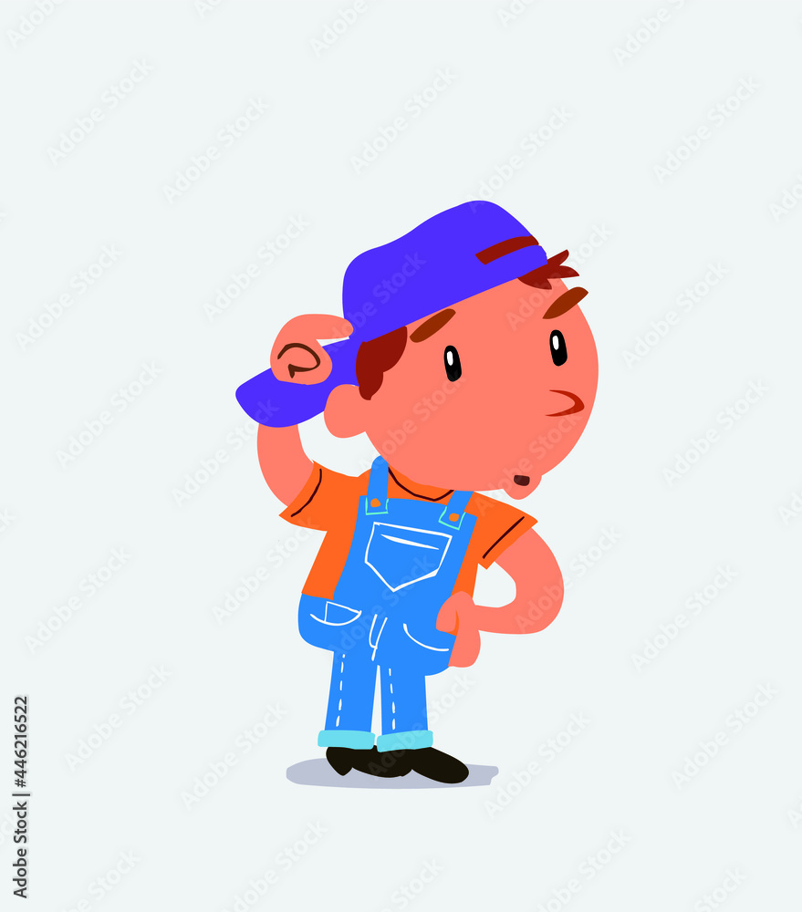 funny cartoon character of little boy on jeans doubting funny cartoon character of little boy on jeans doubting