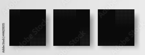 Modern Halftone Background Set. Collection of Abstract Halftone Backgrounds on Square Banners for Instagram Posts. Multipurpose Design Template with Halftone Pattern Decoration for Social Media. 