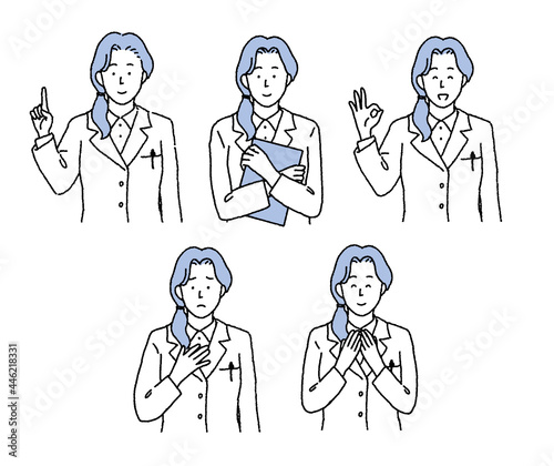 シンプルなタッチ　女性医師の上半身のイラスト
