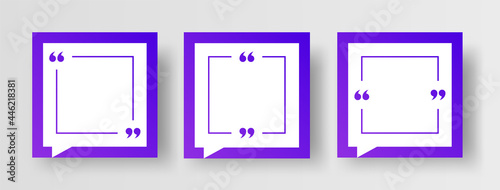 Set of Social Media Post Design Template for Quotes. Modern Quote Social Post or Square Banner with Bright Purple Gradient Background