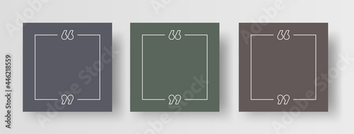Social Media Post Template for Quotes. Set of Quote Frame Templates on Square Banner for Instagram Posts in Trendy and Stylish Minimalist Style. 