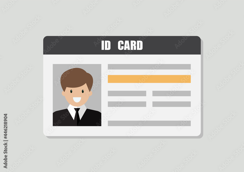 ID Card With Male Photo Vector Illustration ID Card With Male Photo Vector Illustration
