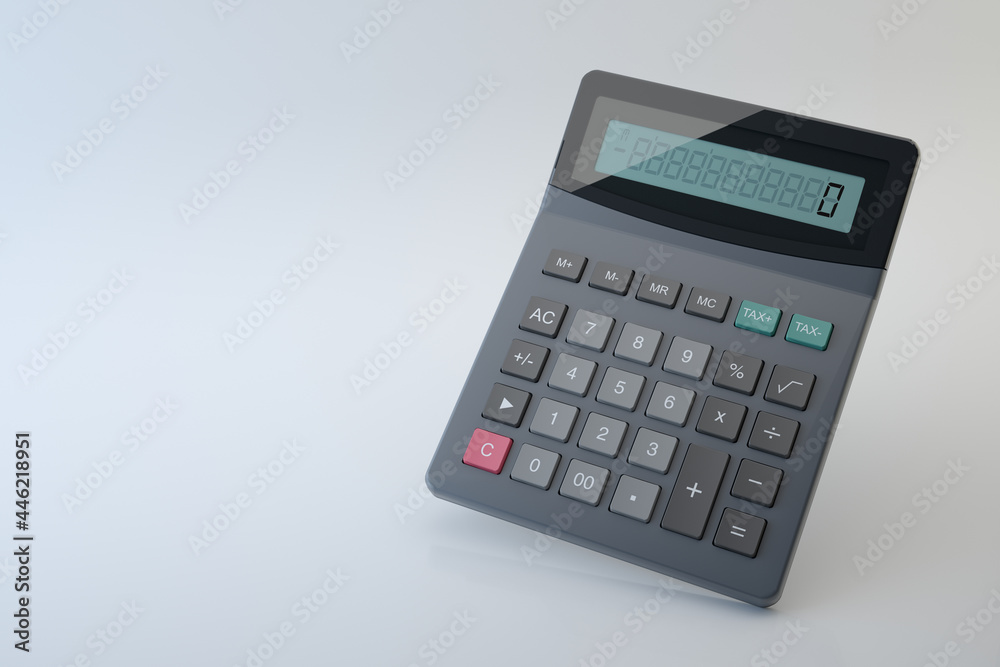 Calculator on white background - empty space, 3d illustration Calculator on white background - empty space, 3d illustration