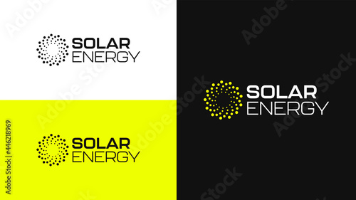 Solar Energy Logo Design Vector. Abstract Logo Concept Template for Solar Energy Power Company with Abstract Sun Icon.