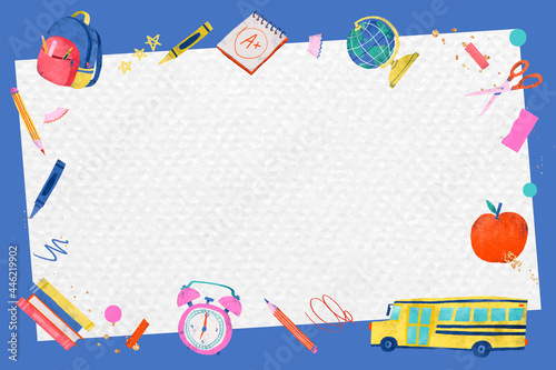 Blue back to school frame vector