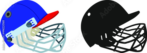 classic baseball helmet with face protection grill in two versions, color and black 