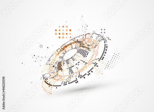 Halftone theme vector. Science abstract background with connecting dots and lines.