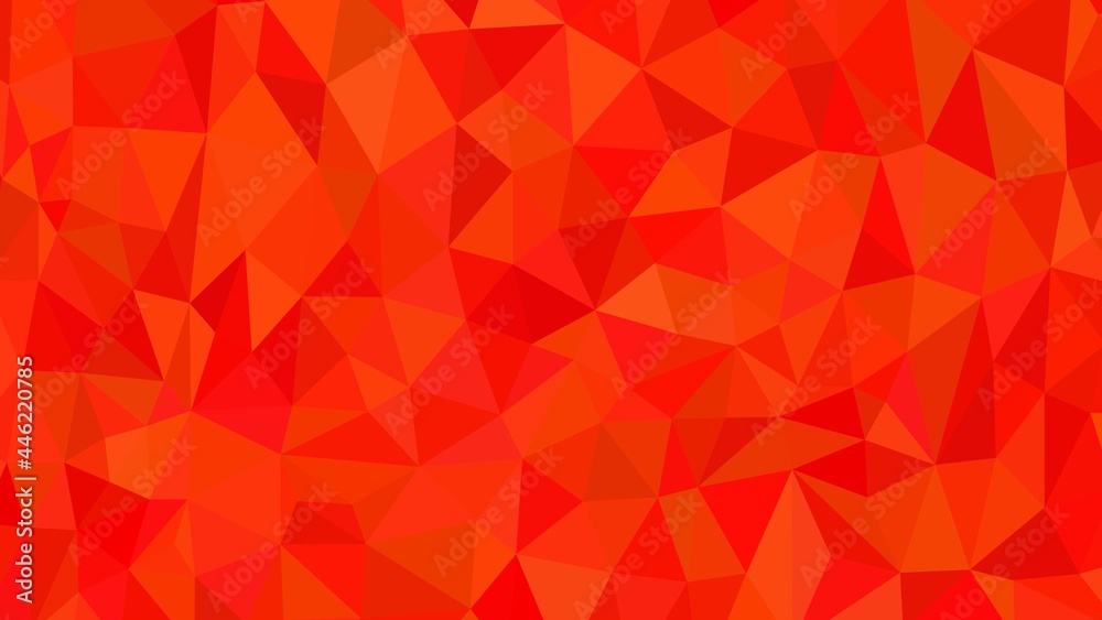 Abstract background of triangles in red tones. Triangle mesh background