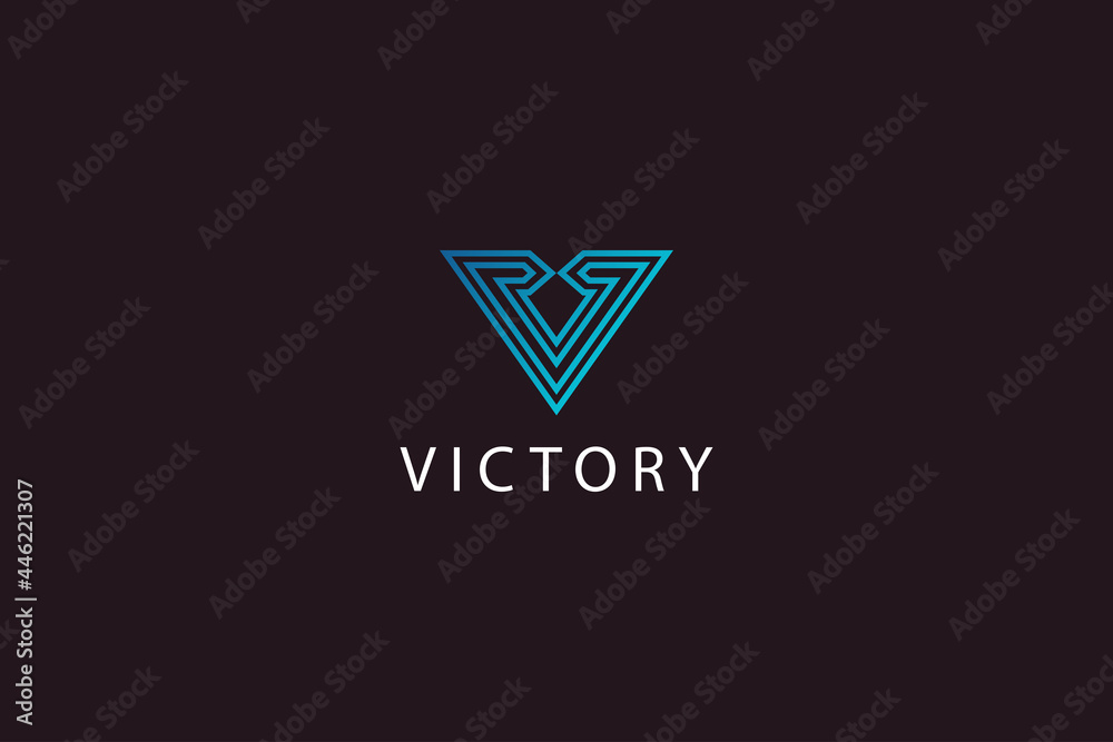 Letter V blue color simple and line art creative business logo design Letter V blue color simple and line art creative business logo design