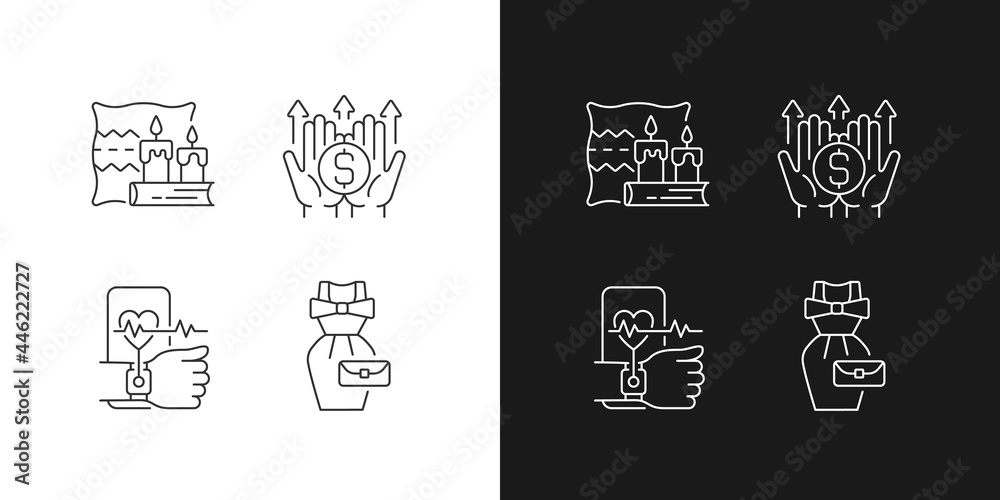Lifestyle tendencies linear icons set for dark and light mode. Hygge life. Wealth building. Health tracking. Customizable thin line symbols. Isolated vector outline illustrations. Editable stroke Lifestyle tendencies linear icons set for dark and light mode. Hygge life. Wealth building. Health tracking. Customizable thin line symbols. Isolated vector outline illustrations. Editable stroke
