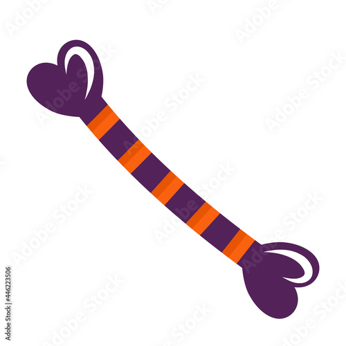 Striped bone decor for halloween is isolated on a white background. Vector illustration in cartoon style