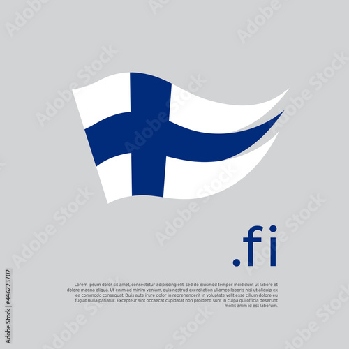 Finland flag. Stripes colors of the finnish flag on a white background. Vector design national poster with fi domain, place for text. Brush strokes. State patriotic banner of finland, cover