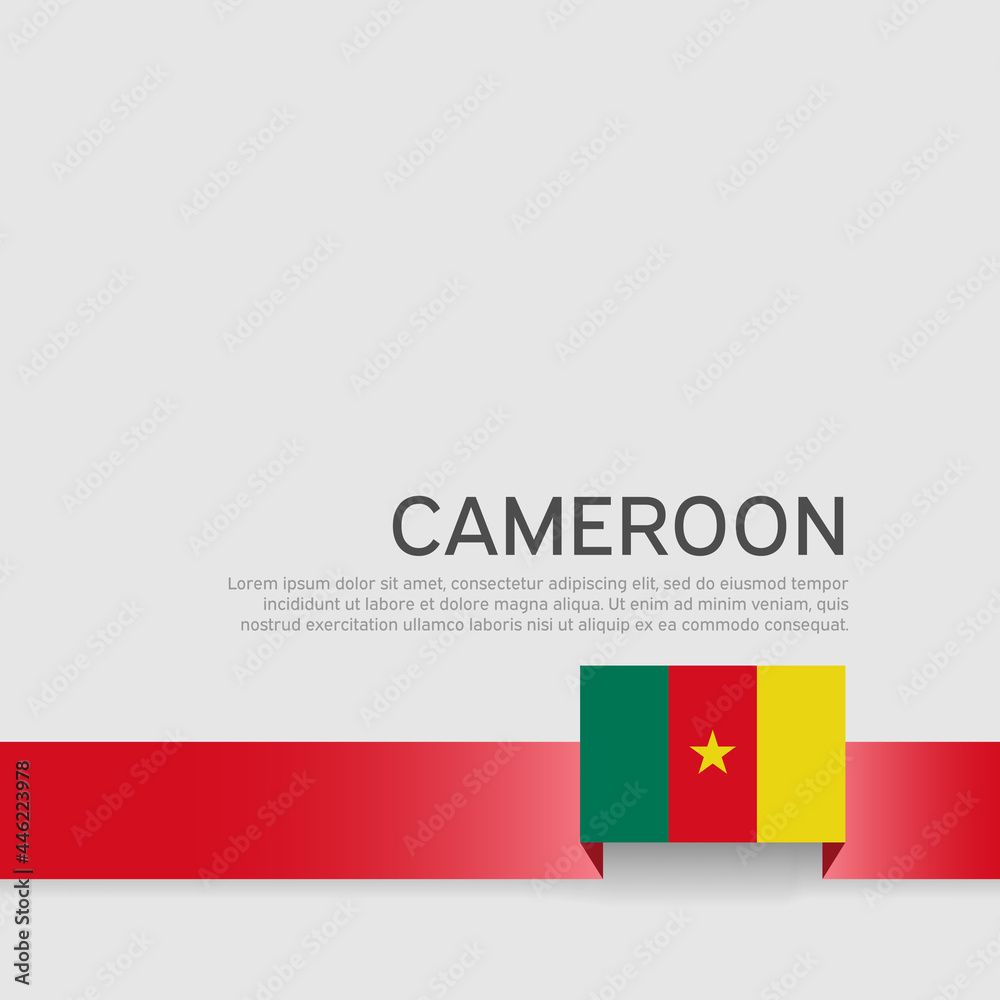 Cameroon flag background. State patriotic banner, cover. Ribbon color flag of cameroon on a white background. National poster. Vector tricolor flat design Cameroon flag background. State patriotic banner, cover. Ribbon color flag of cameroon on a white background. National poster. Vector tricolor flat design