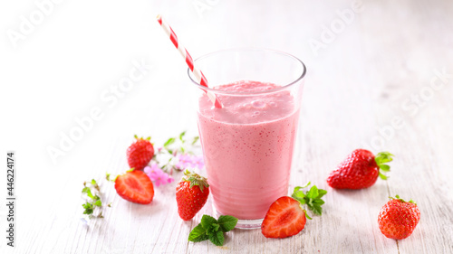 fresh strawberry smoothie in glass