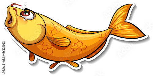 Koi carp fish cartoon sticker