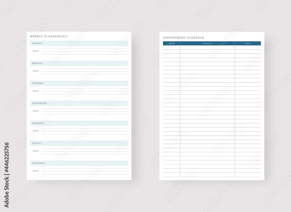 Modern planner template set. Set of planner and to do list. Weekly planner template. Vector illustration. Modern planner template set. Set of planner and to do list. Weekly planner template. Vector illustration.